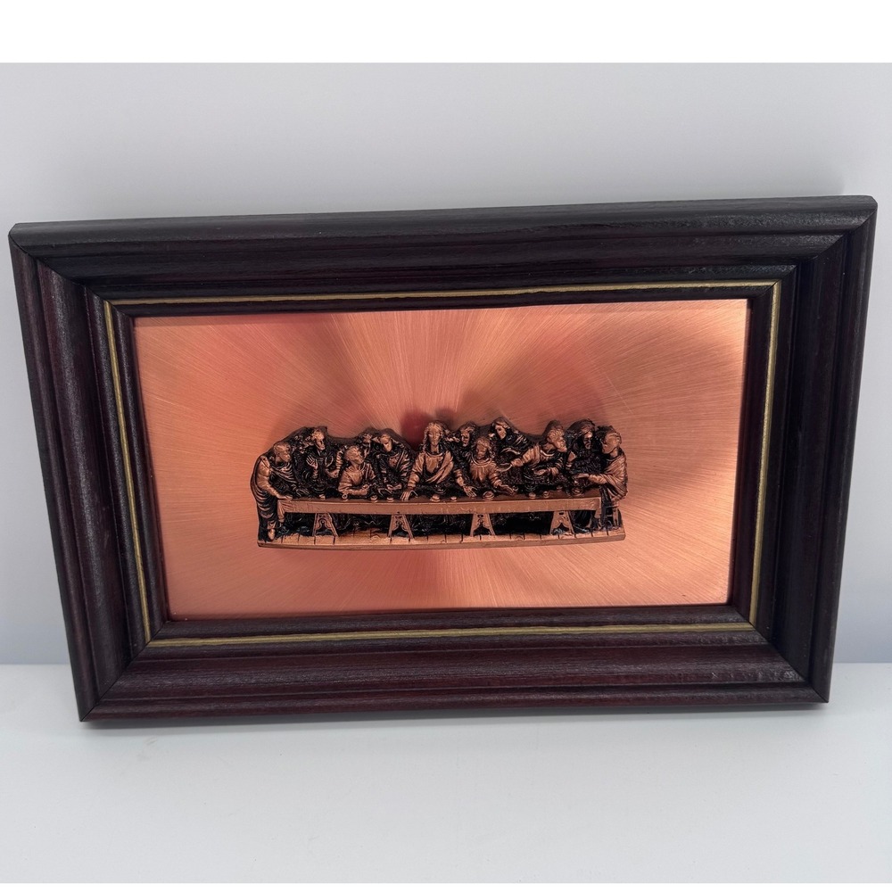 The Last Supper 3D Relief Wall Art Copper Bronze Framed Religious Decor